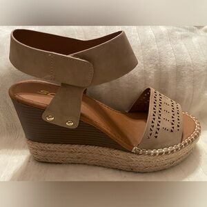 Soda Taupe Espadrille Platform Wedge Sandals